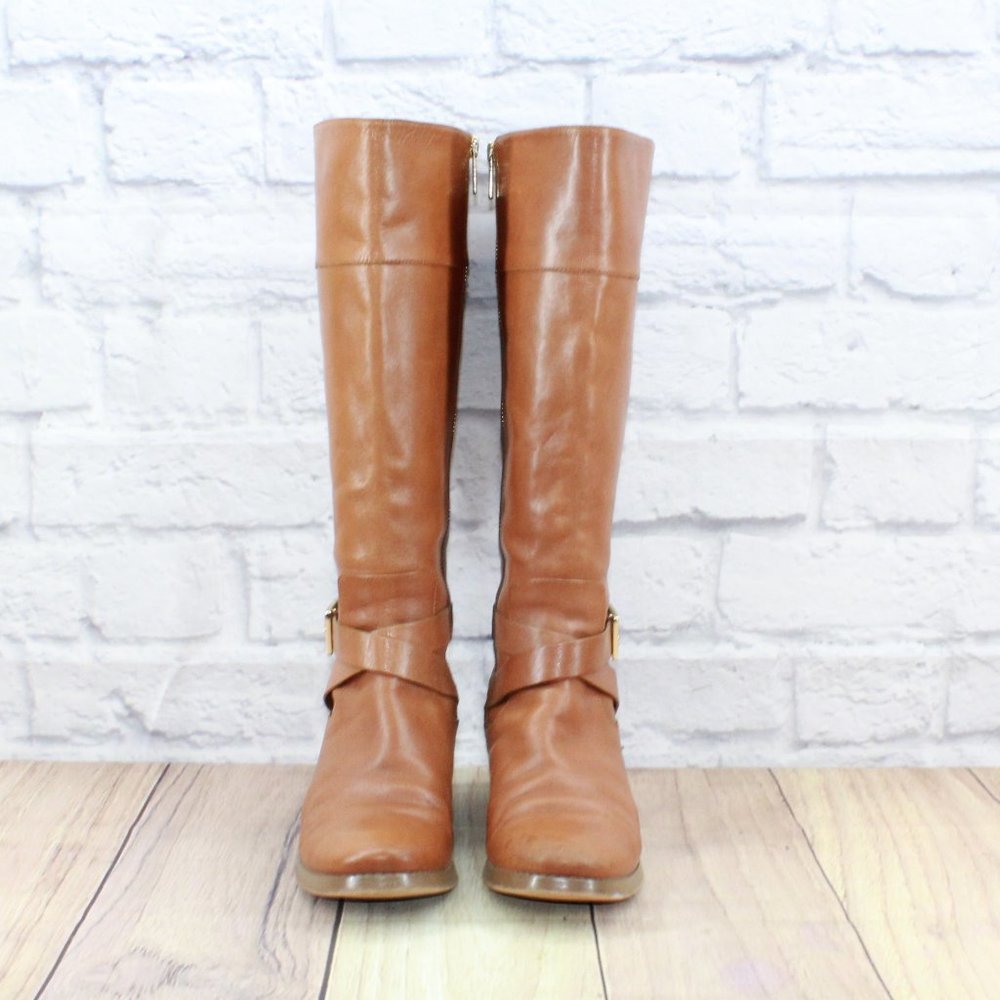 Michael Kors St15h Brown Zip-up Knee High Lined Leather Boots Size 6.5 M - Picture 5 of 13